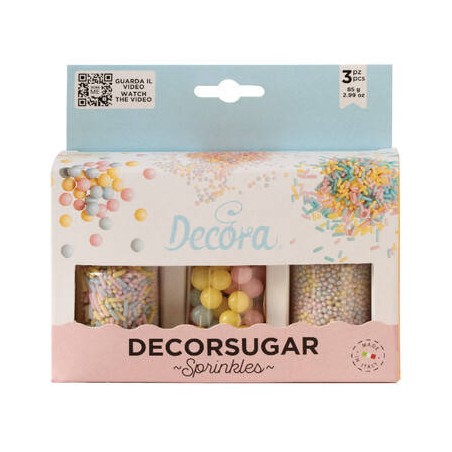 SET DECORAZIONI PEARLY MIX IN ZUCCHERO 85gr 3pz