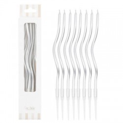 CANDELINE STELO CURLY 12,5cm ARGENTO 8pz