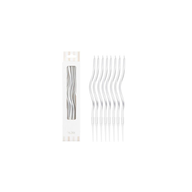 CANDELINE STELO CURLY 12,5cm ARGENTO 8pz