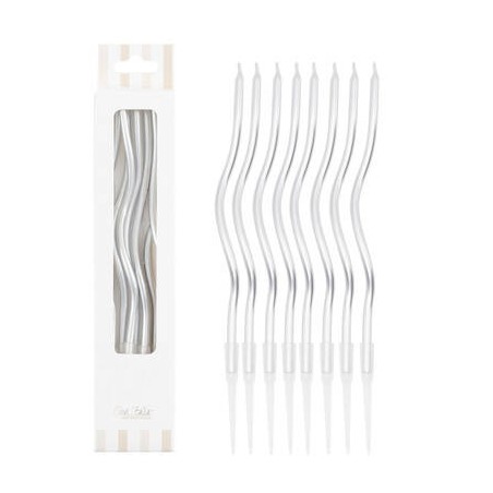 CANDELINE STELO CURLY 12,5cm ARGENTO 8pz