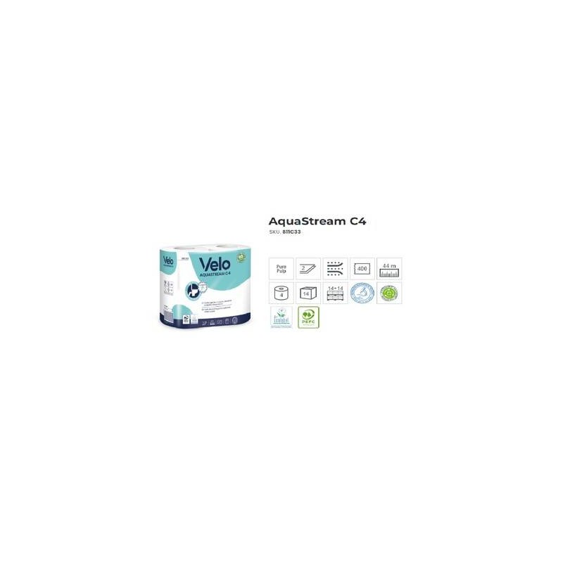 IGIENICA AQUASTREAM C4 2V 400STRAPPI 4ROTOLI VELO