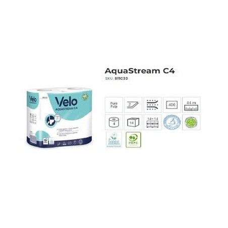 IGIENICA AQUASTREAM C4 2V 400STRAPPI 4ROTOLI VELO