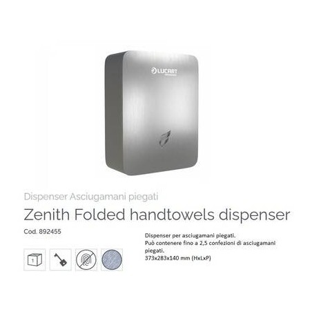 DISPENSER ASCIUGAMANI PIEGATI ACCIAIO SPAZZOLATO LINEA ZENITH ART.892455