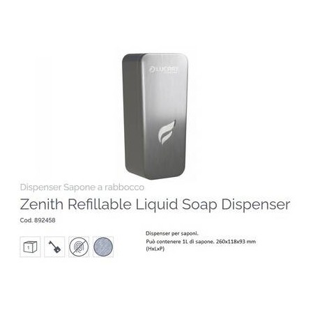 DISPENSER SAPONE RABOCCO 1lt ACCIAIO SPAZZOLATO LINEA ZENITH ART.892458