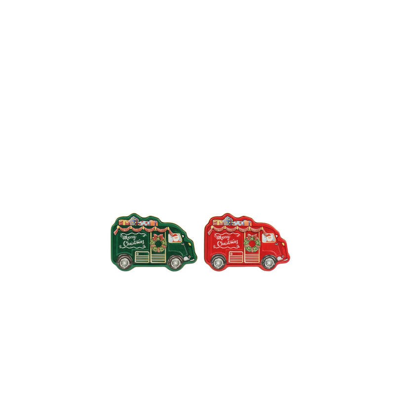 SCATOLA IN LATTA A FORMA DI FURGONCINO XMAS 2COLORI ASS.TI 1pz