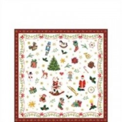 TOVAGLIOLI 25x25cm ORNAMENTS ALL OVER RED 20pz