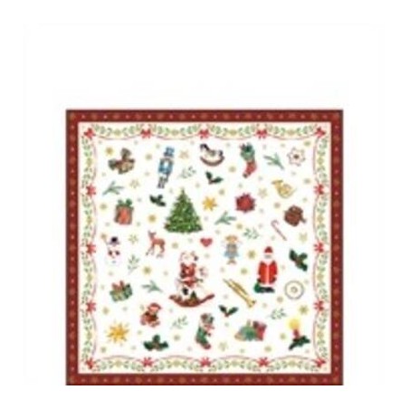 TOVAGLIOLI 25x25cm ORNAMENTS ALL OVER RED 20pz