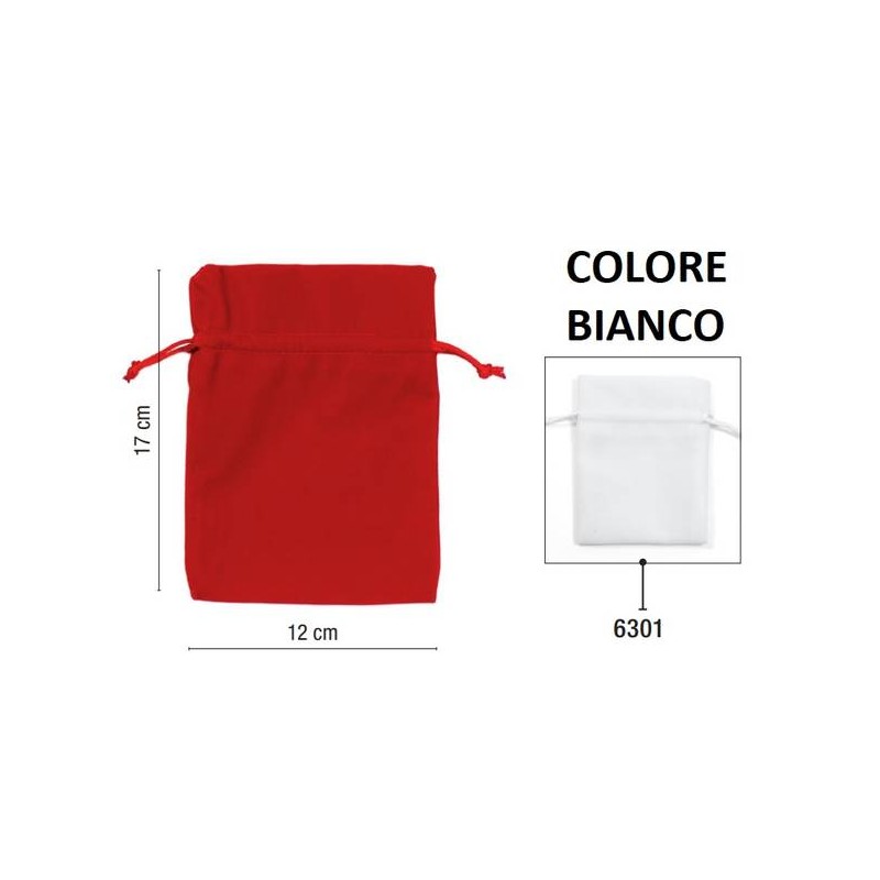 VELVET BAGS SACCHETTI VELLUTO 12x17cm 6301-BIANCO 5pz