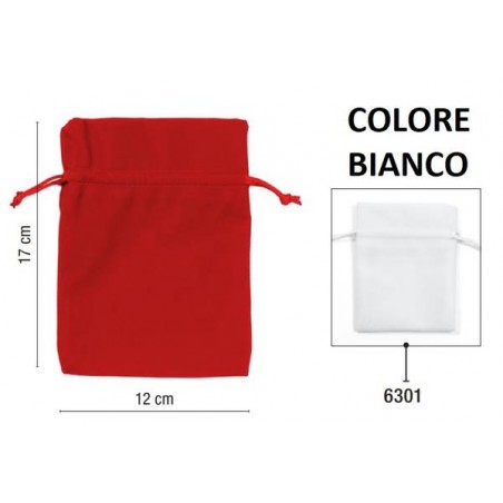 VELVET BAGS SACCHETTI VELLUTO 12x17cm 6301-BIANCO 5pz