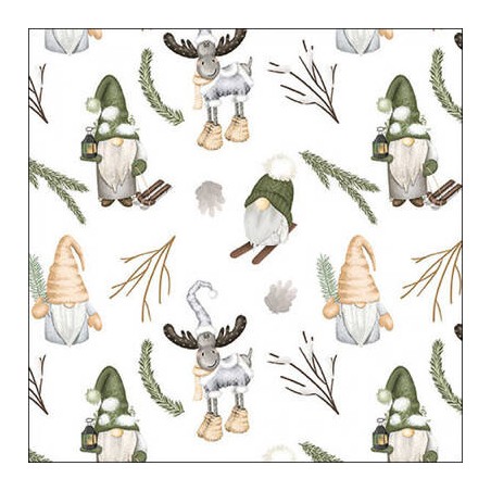 TOVAGLIOLI 33x33 GNOMI DELLA FORESTA WHITE 20pz