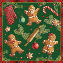 TOVAGLIOLI 33x33cm GINGERBREAD COOKIES VERDE 20pz