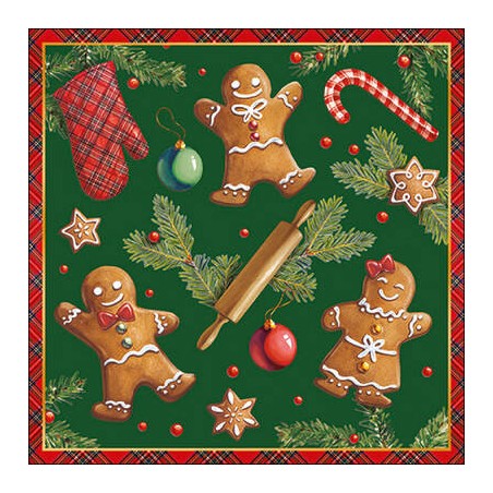 TOVAGLIOLI 33x33cm GINGERBREAD COOKIES VERDE 20pz