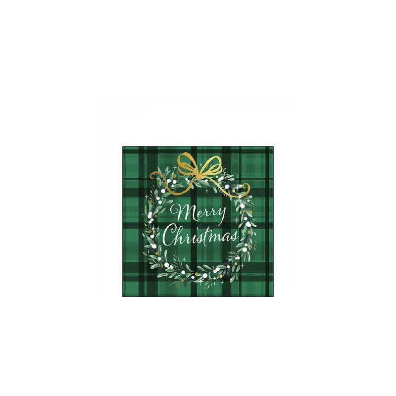 TOVAGLIOLI 25x25cm CHRISTMAS PLAID GREEN 20pz