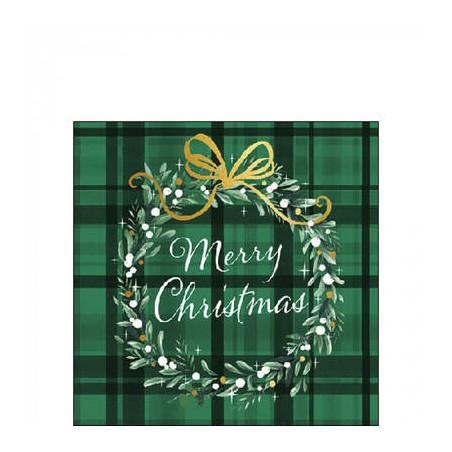 TOVAGLIOLI 25x25cm CHRISTMAS PLAID GREEN 20pz
