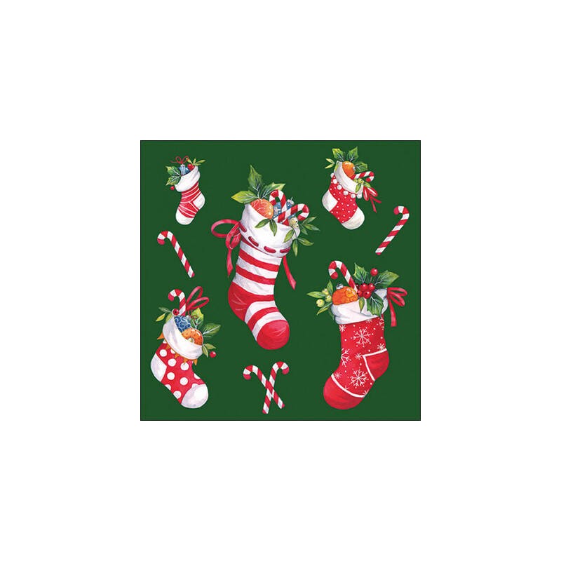 TOVAGLIOLI 33x33 CALZA XMAS GREEN 20pz