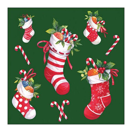 TOVAGLIOLI 33x33 CALZA XMAS GREEN 20pz