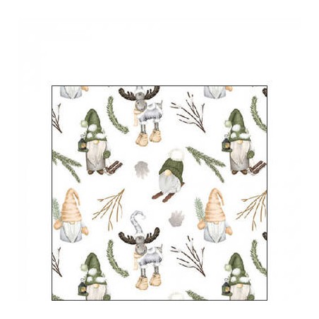 TOVAGLIOLI 25x25 GNOMI DELLA FORESTA WHITE 20pz