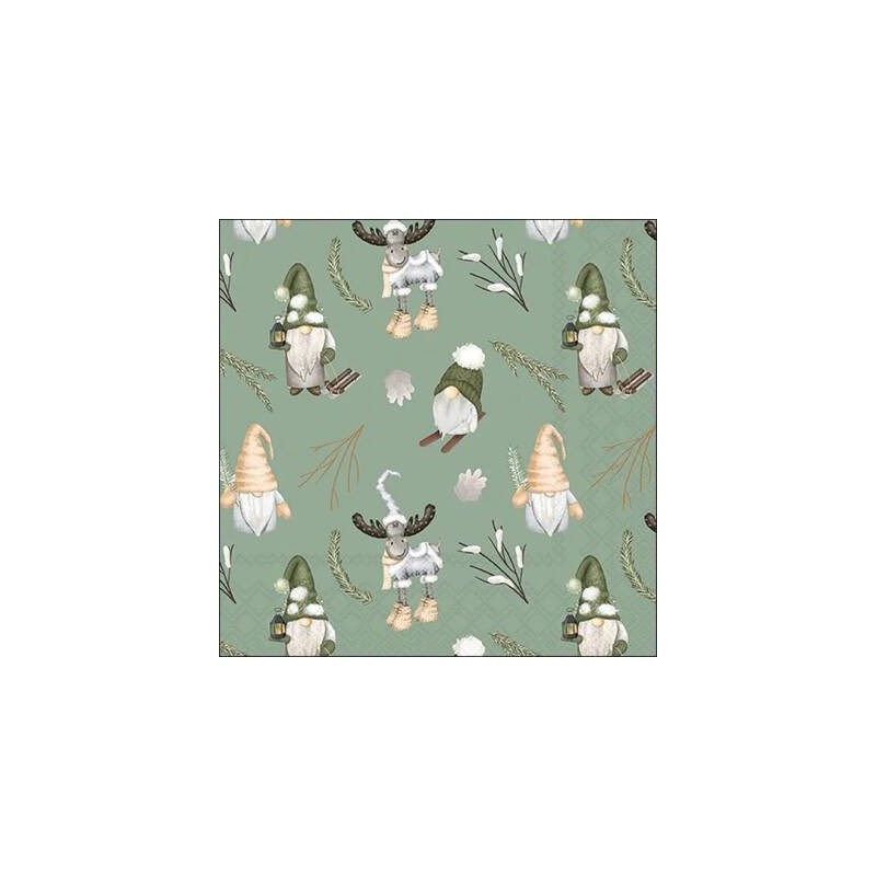 TOVAGLIOLI 33x33 GNOMI DELLA FORESTA VERDE SALVIA 20pz