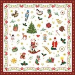 TOVAGLIOLI 33x33cm ORNAMENTS ALL OVER RED 20pz