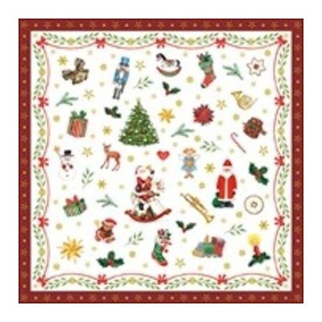TOVAGLIOLI 33x33cm ORNAMENTS ALL OVER RED 20pz