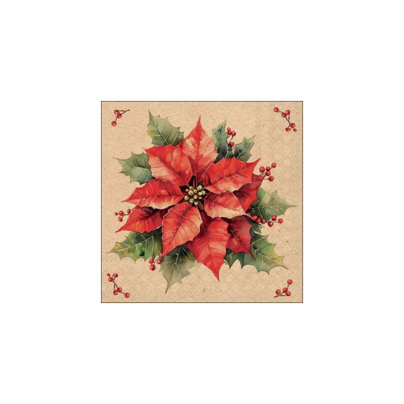 TOVAGLIOLI 33x33 RECYCLED POINSETTIA NATURE 20pz
