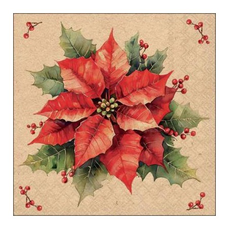 TOVAGLIOLI 33x33 RECYCLED POINSETTIA NATURE 20pz