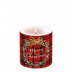 CANDELA CHRISTMAS PLAID RED ø7,5CM H.8cm