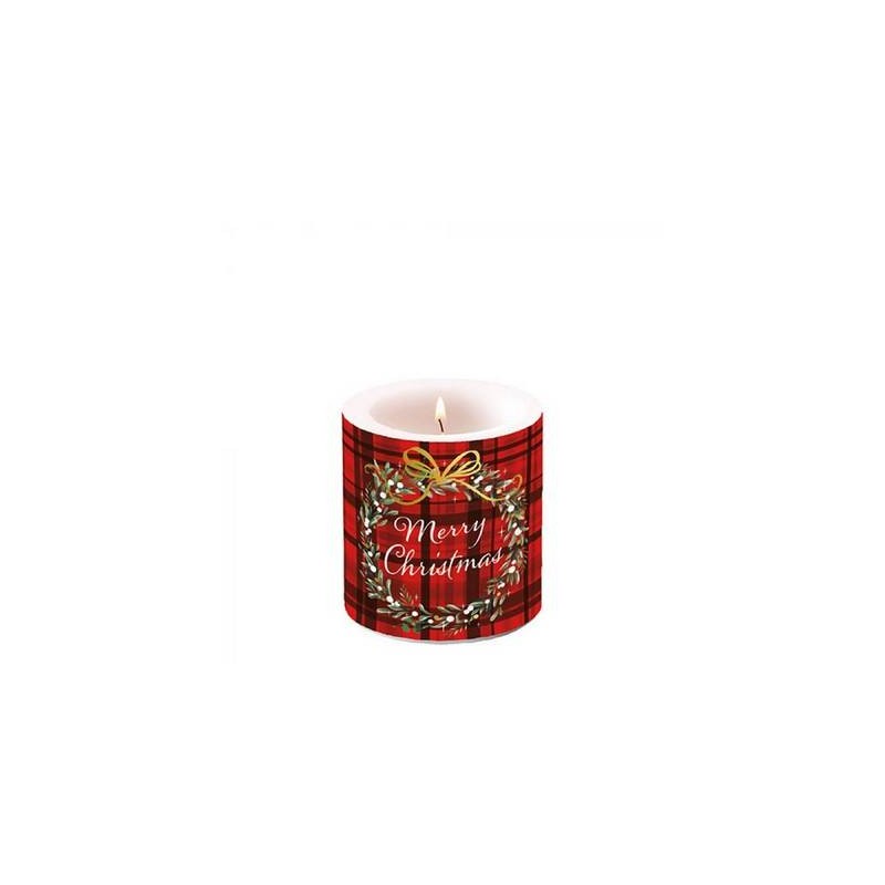 CANDELA CHRISTMAS PLAID RED ø7,5CM H.8cm