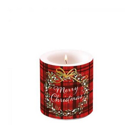 CANDELA CHRISTMAS PLAID RED ø7,5CM H.8cm