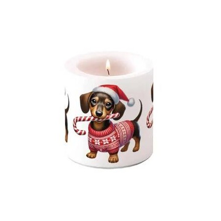 CANDELA SMALL BASSOTTO XMAS ø7,5x9cm