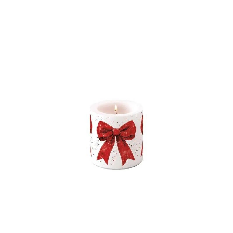 CANDELA SMALL FIOCCO ROSSO ø7,5x9cm