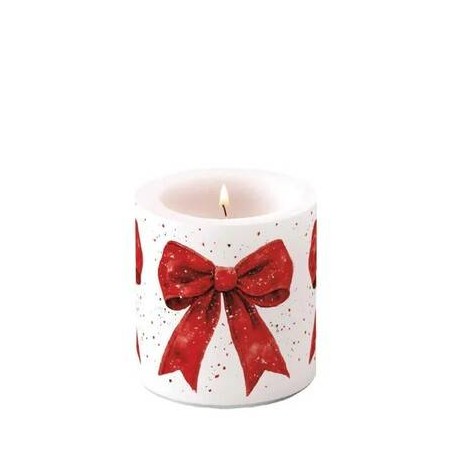 CANDELA SMALL FIOCCO ROSSO ø7,5x9cm