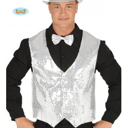 GILET UOMO PAILLETTES ARGENTO