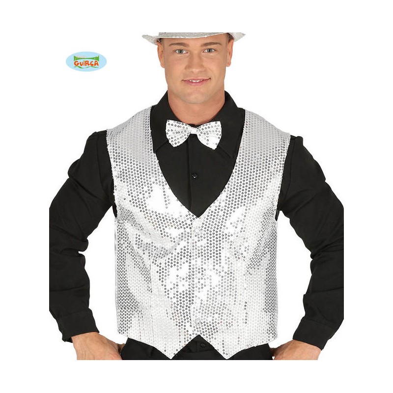GILET UOMO PAILLETTES ARGENTO