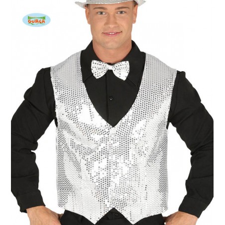 GILET UOMO PAILLETTES ARGENTO