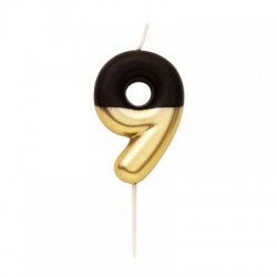 CANDELINA NUMERO 9 NERO/ORO 10,5cm