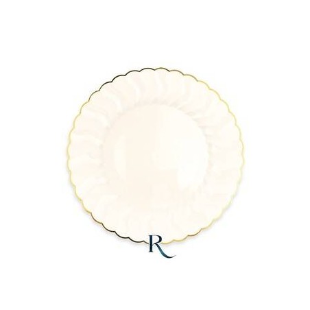 PIATTI FONDI RIUTILIZZABILI 18cm SHELL IVORY GOLD 6pz