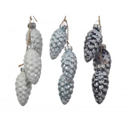 PENDENTI 3 PIGNE IN VETRO  COL ASS.TI 1pz