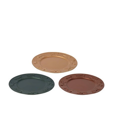 PIATTO DECORATIVO IN PP C/FIOCCO IN RILIEVO ø33cm 3 COL.ASS 1pz