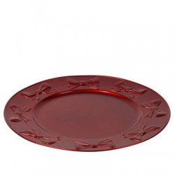 PIATTO DECORATIVO IN PP C/FIOCCO IN RILIEVO ø33cm ROSSO