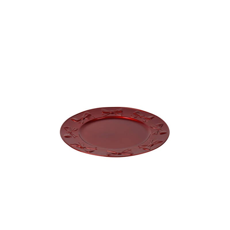 PIATTO DECORATIVO IN PP C/FIOCCO IN RILIEVO ø33cm ROSSO