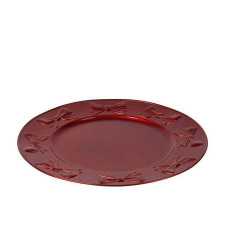 PIATTO DECORATIVO IN PP C/FIOCCO IN RILIEVO ø33cm ROSSO