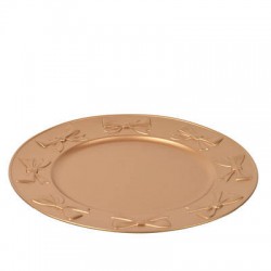 PIATTO DECORATIVO IN PP C/FIOCCO IN RILIEVO ø33cm ORO