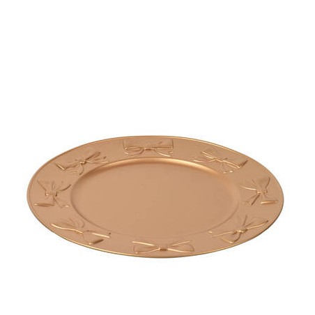 PIATTO DECORATIVO IN PP C/FIOCCO IN RILIEVO ø33cm ORO