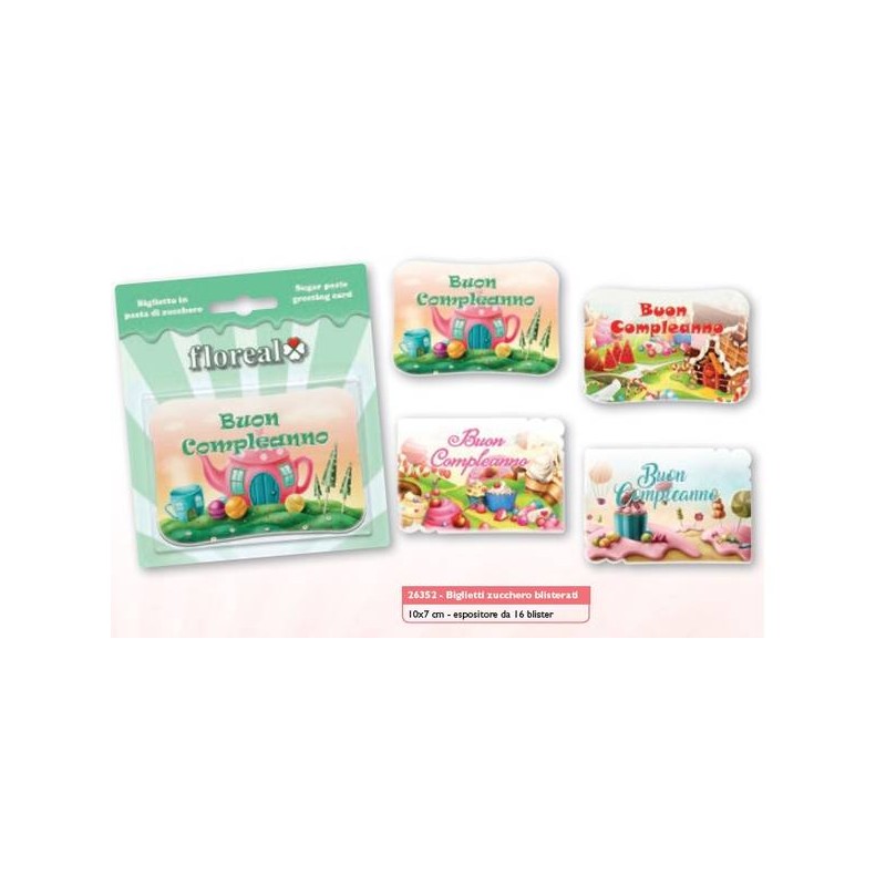 TARGHETTA ZUCCHERO COMPLEANNO BLISTER ART.26352 ASS.TO