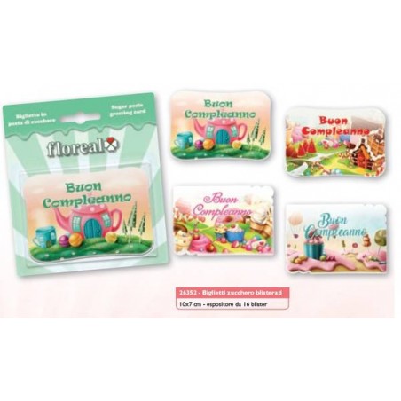 TARGHETTA ZUCCHERO COMPLEANNO BLISTER ART.26352 ASS.TO