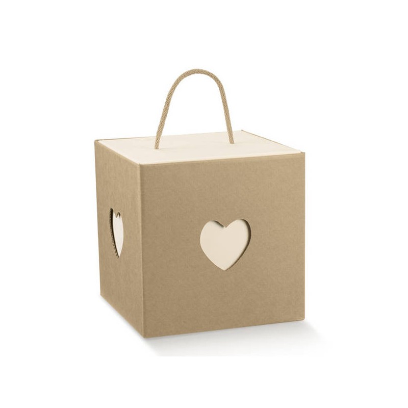 SCATOLA IN C/CORDINO AVANA 24,5x24,5x18cm CUORE