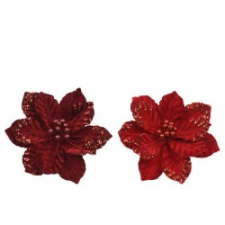 FIORE POINSETTIA C/CLIP IN VELLUTO 2COLORI ASS.TI 1pz