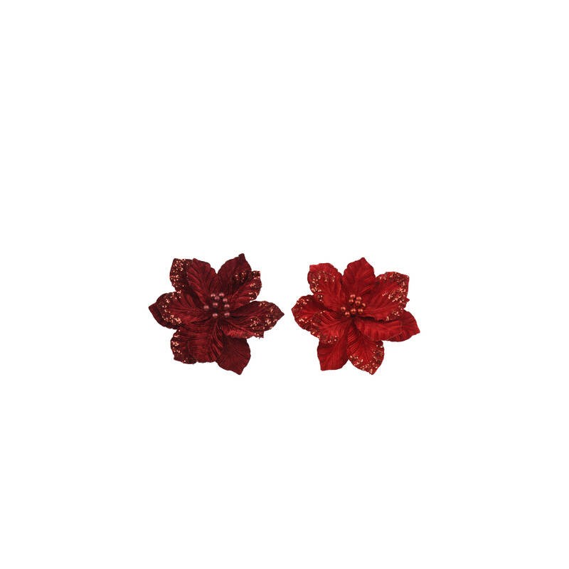 FIORE POINSETTIA C/CLIP IN VELLUTO 2COLORI ASS.TI 1pz