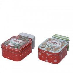 SCATOLA IN LATTA 15x9,6x5,3cm SANTA COOKIES ASS.TI 1pz